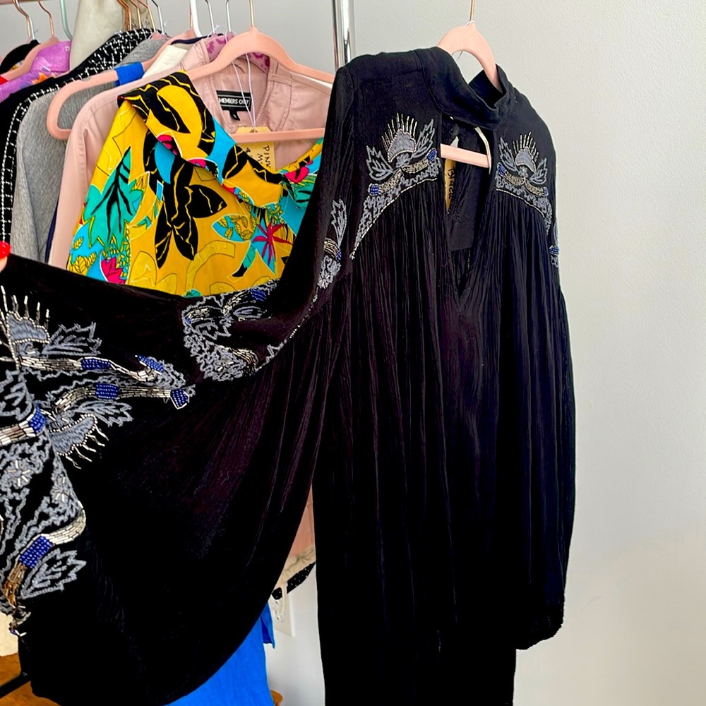 Free People Black Beaded Tunic